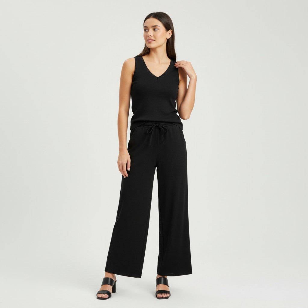 V-neck Vest and Casual Pants Set for Women-Bon Voyage Vintage