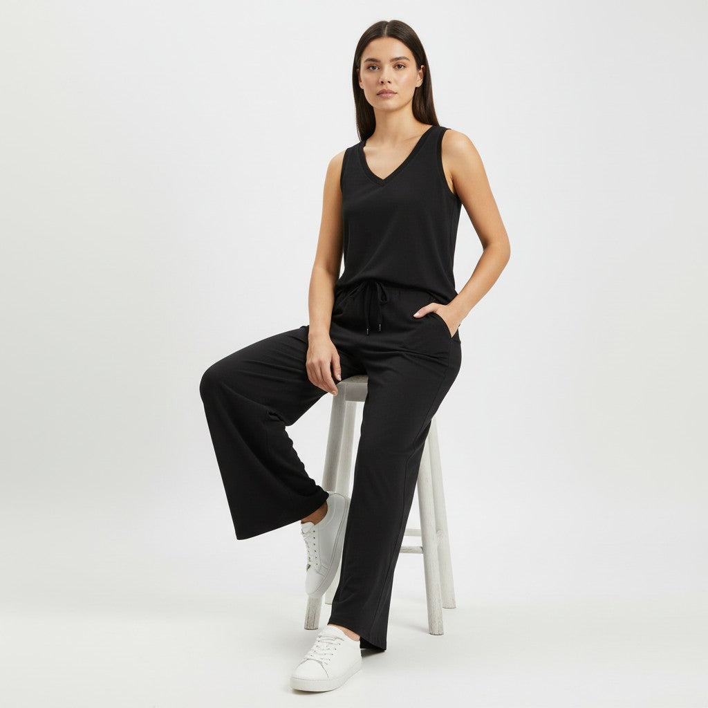 V-neck Vest and Casual Pants Set for Women-Bon Voyage Vintage