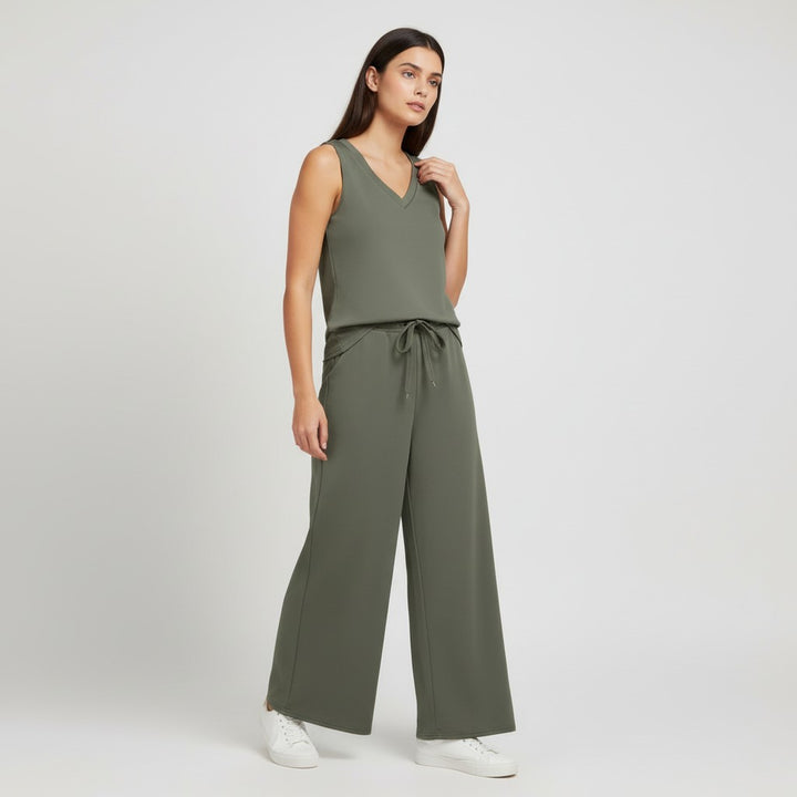 V-neck Vest and Casual Pants Set for Women-Bon Voyage Vintage