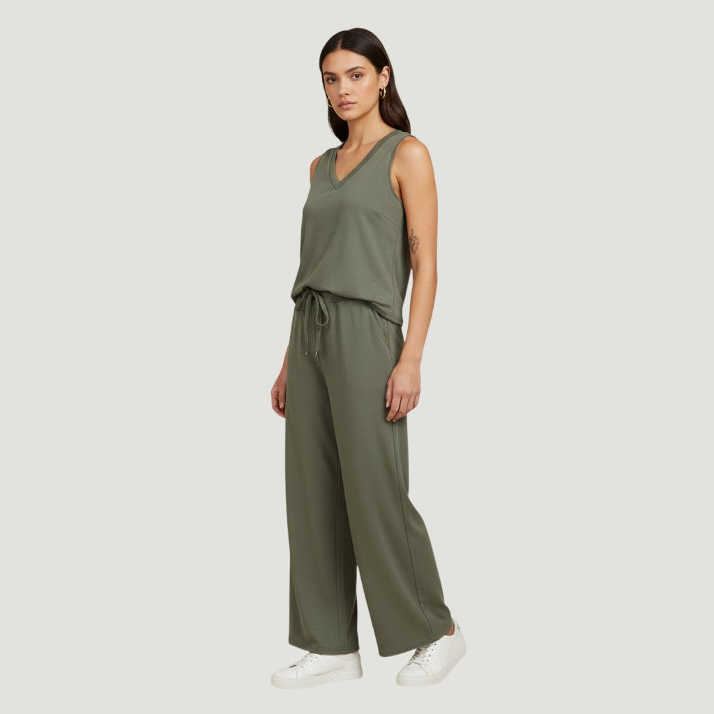 V-neck Vest and Casual Pants Set for Women-Bon Voyage Vintage