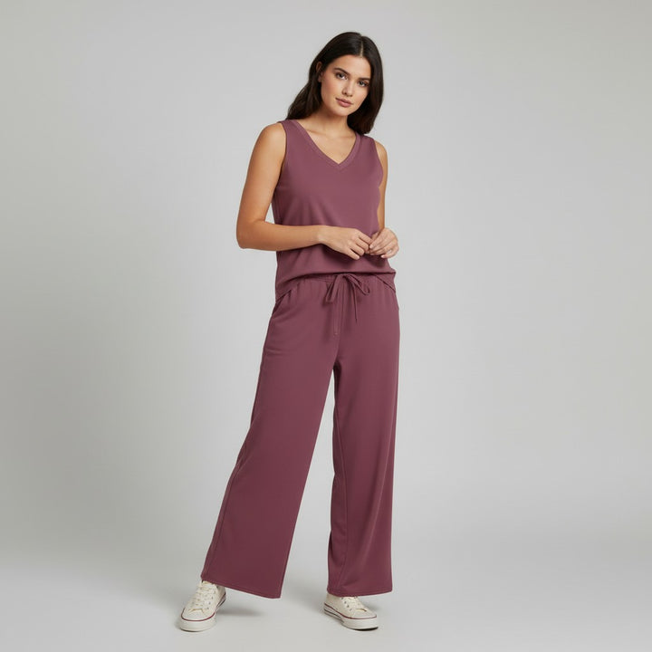 V-neck Vest and Casual Pants Set for Women-Bon Voyage Vintage