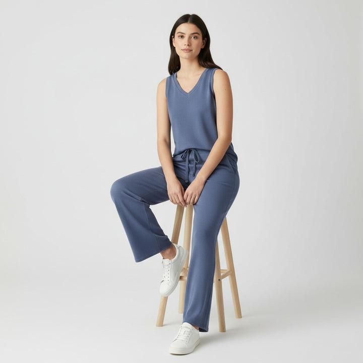 V-neck Vest and Casual Pants Set for Women-Bon Voyage Vintage