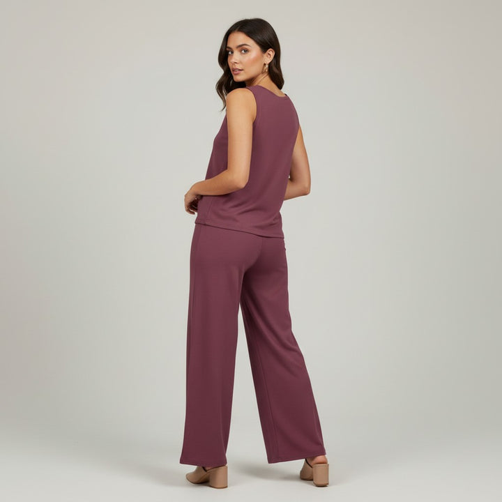 V-neck Vest and Casual Pants Set for Women-Bon Voyage Vintage