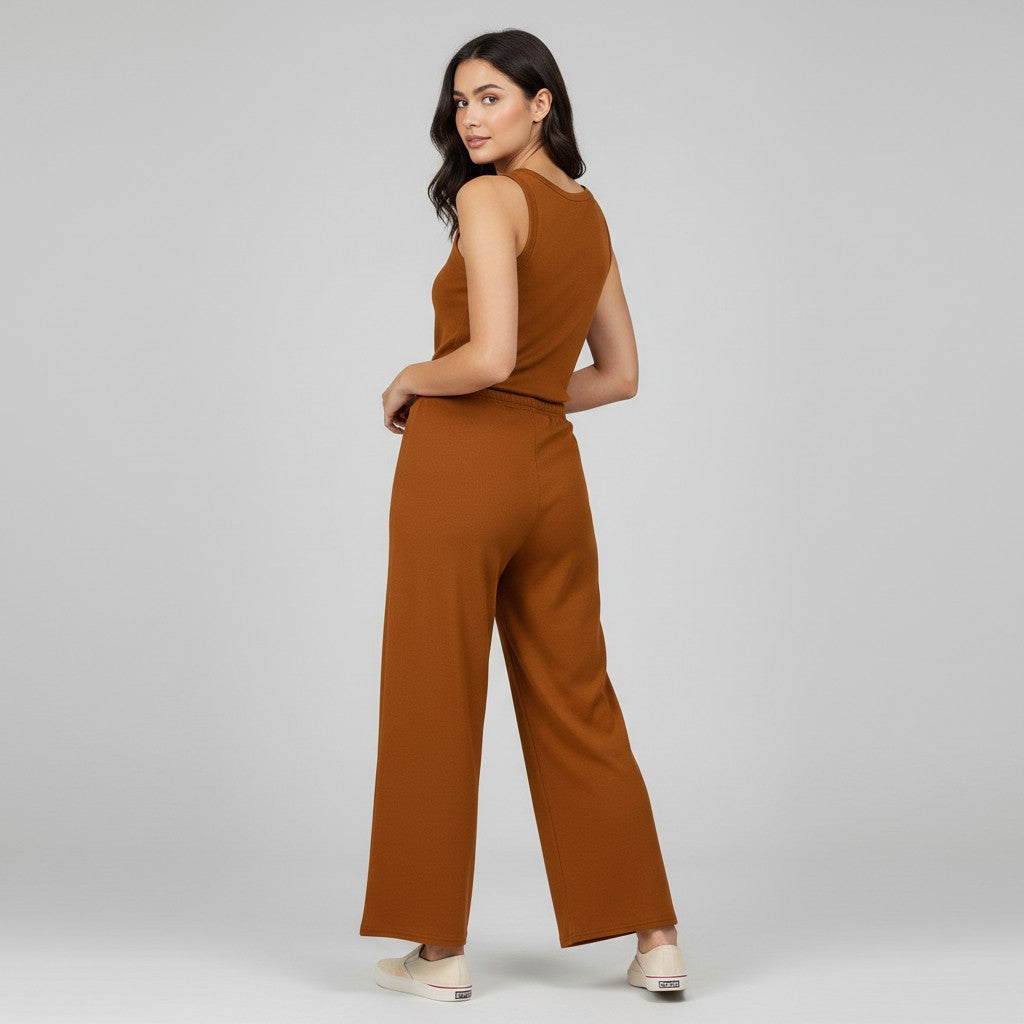 V-neck Vest and Casual Pants Set for Women-Bon Voyage Vintage