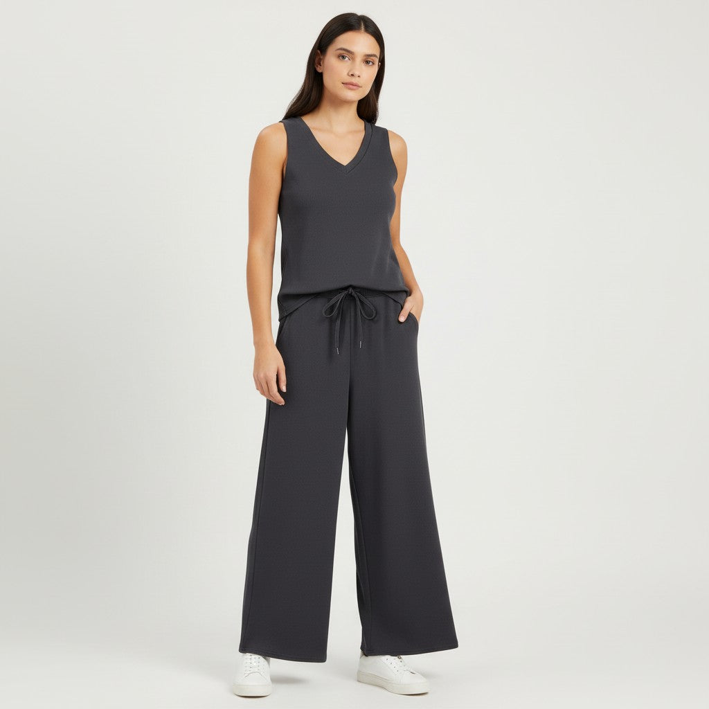 V-neck Vest and Casual Pants Set for Women-Bon Voyage Vintage