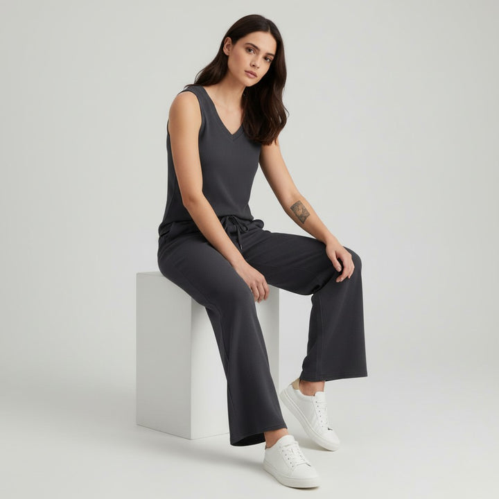 V-neck Vest and Casual Pants Set for Women-Bon Voyage Vintage