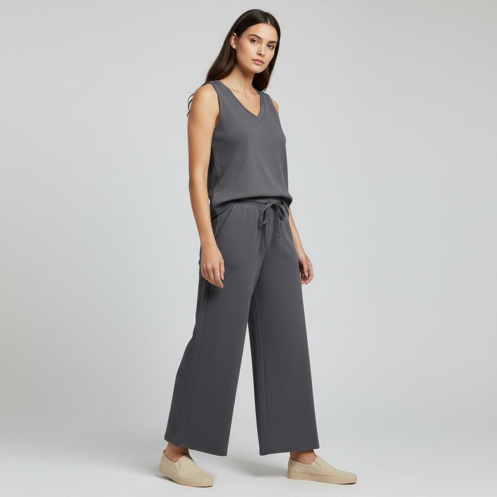 V-neck Vest and Casual Pants Set for Women-Bon Voyage Vintage