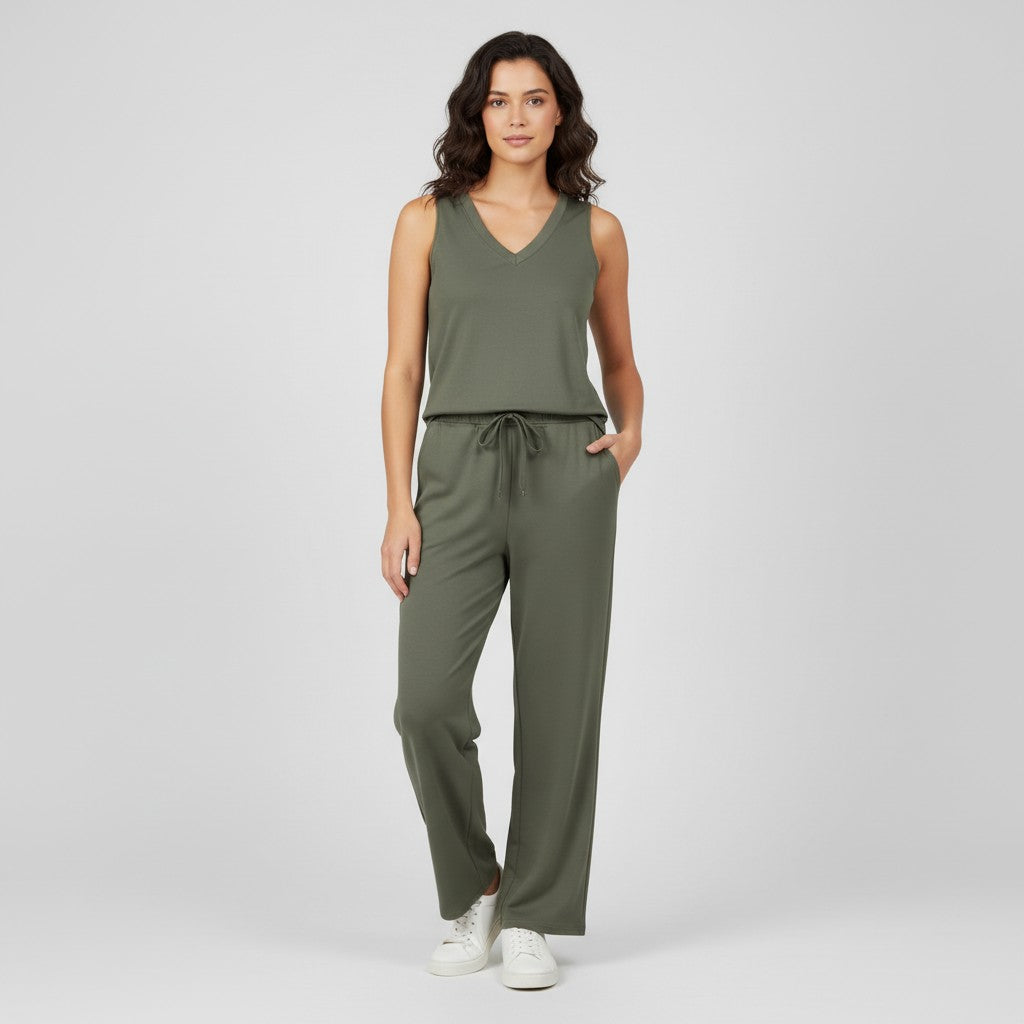 V-neck Vest and Casual Pants Set for Women-Bon Voyage Vintage