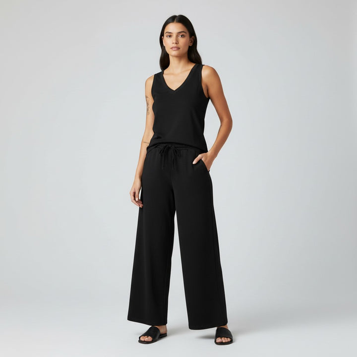 V-neck Vest and Casual Pants Set for Women-Bon Voyage Vintage