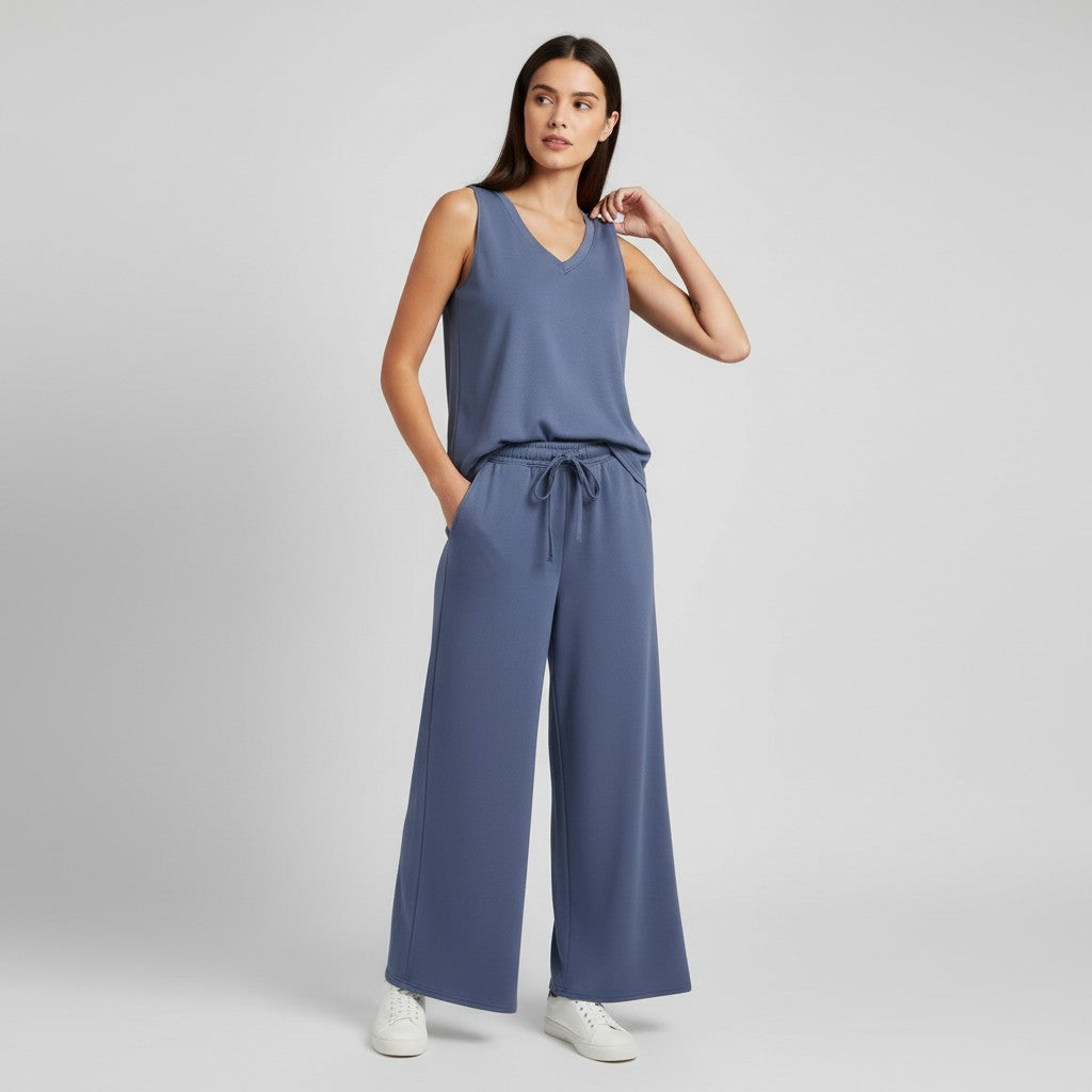V-neck Vest and Casual Pants Set for Women-Bon Voyage Vintage