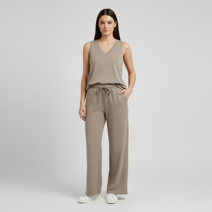 V-neck Vest and Casual Pants Set for Women-Bon Voyage Vintage