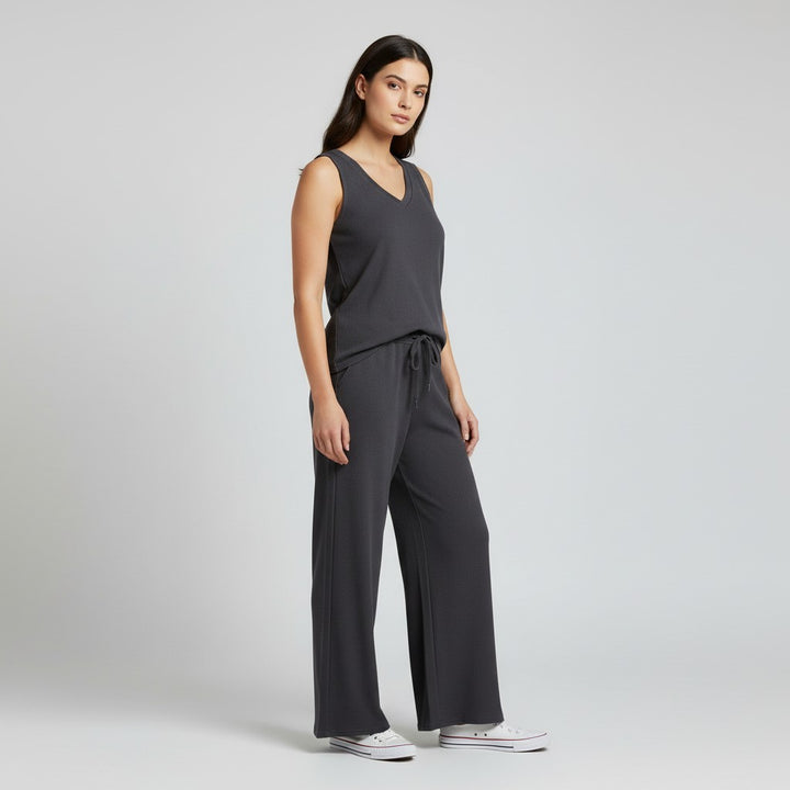 V-neck Vest and Casual Pants Set for Women-Bon Voyage Vintage