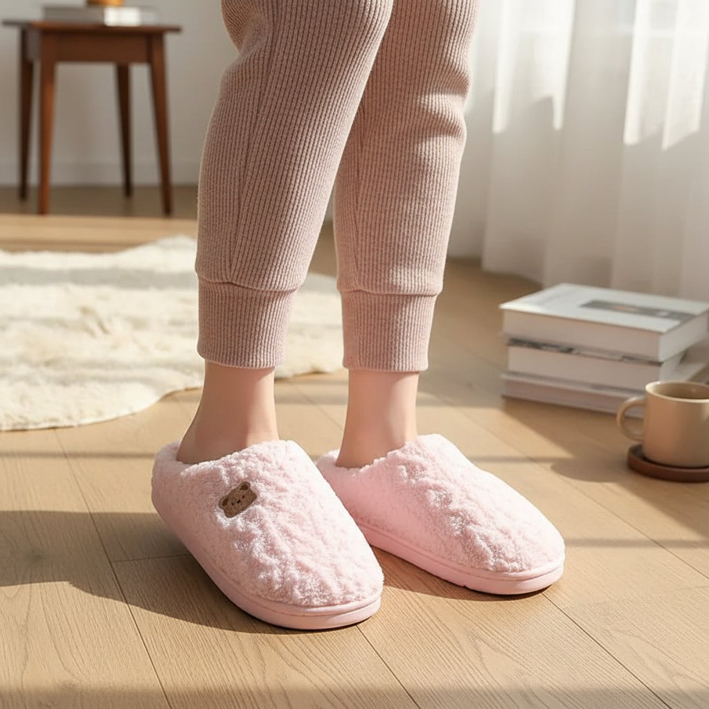 Warm & Cozy Teddy Bear Slippers for Women-Bon Voyage Vintage