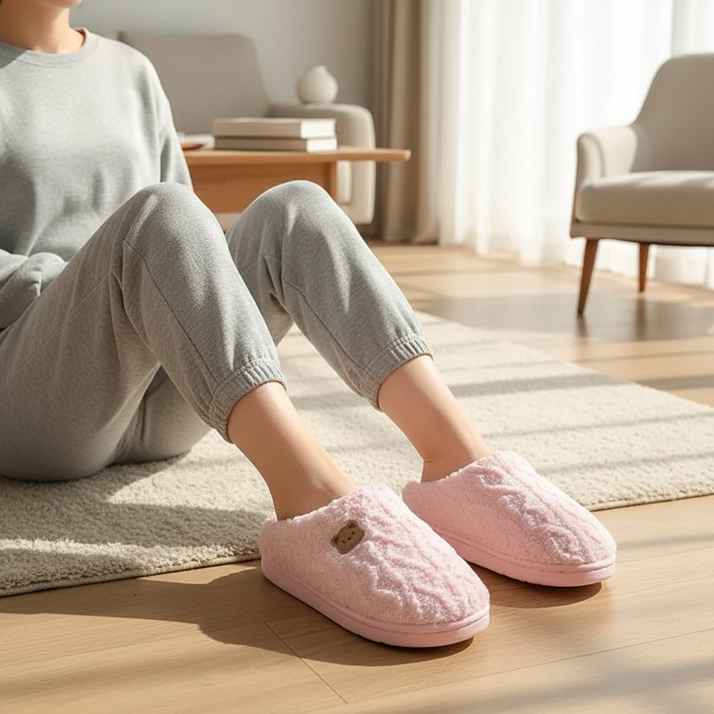Warm & Cozy Teddy Bear Slippers for Women-Bon Voyage Vintage