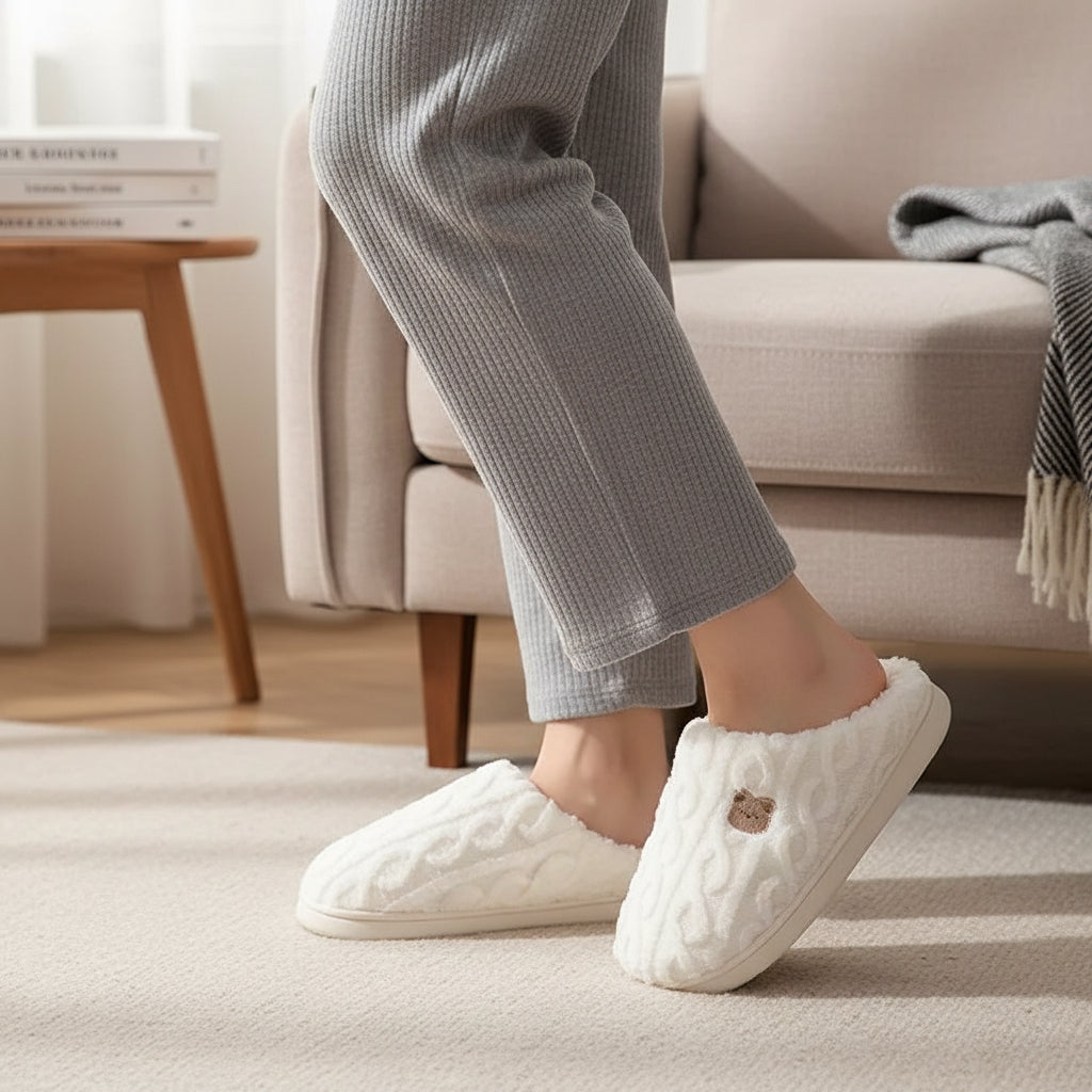 Warm & Cozy Teddy Bear Slippers for Women-Bon Voyage Vintage