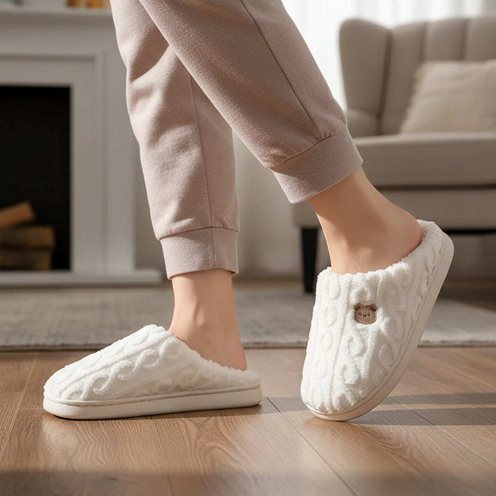 Warm & Cozy Teddy Bear Slippers for Women-Bon Voyage Vintage