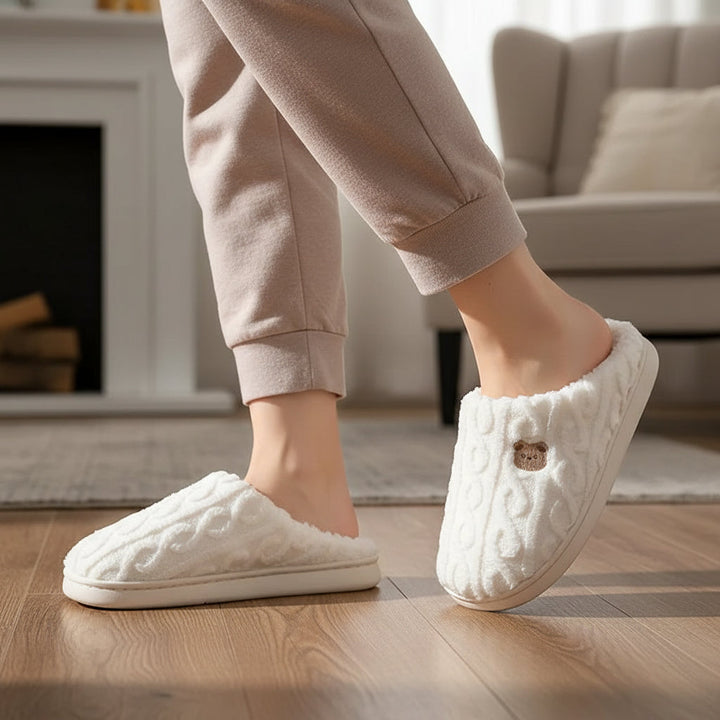 Warm & Cozy Teddy Bear Slippers for Women-Bon Voyage Vintage
