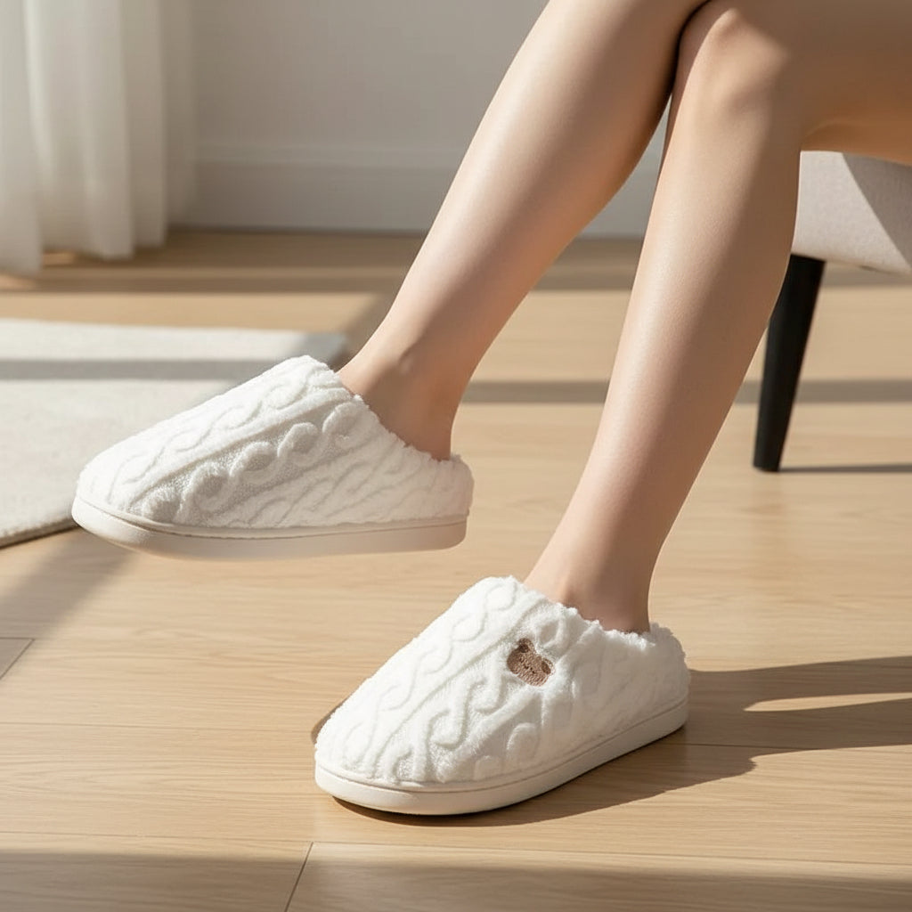 Warm & Cozy Teddy Bear Slippers for Women-Bon Voyage Vintage