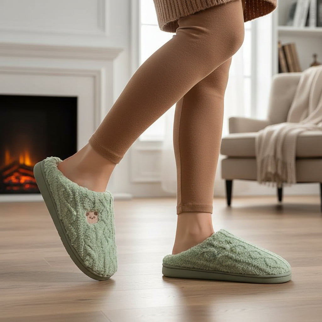 Warm & Cozy Teddy Bear Slippers for Women-Bon Voyage Vintage