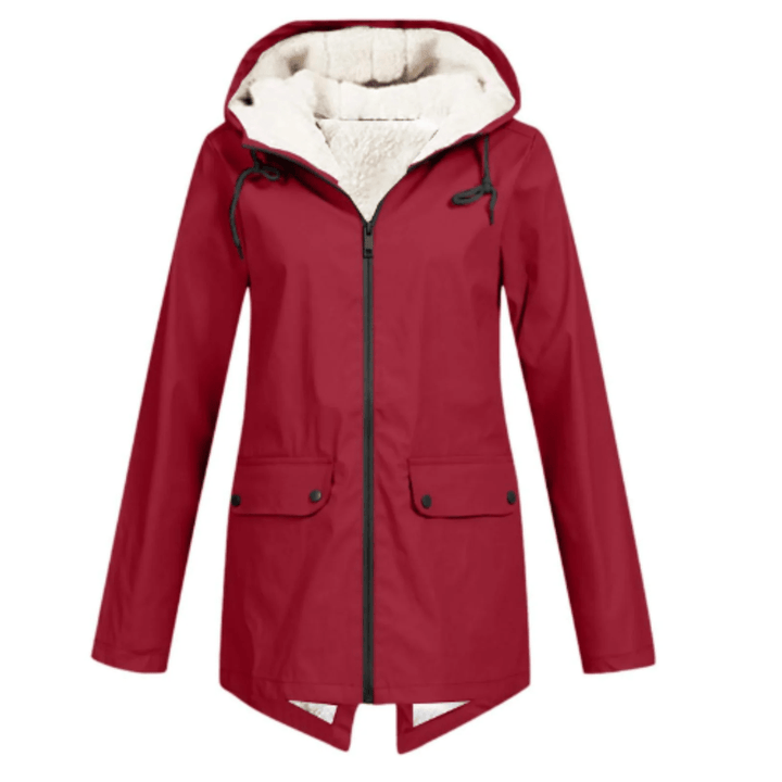 Waterproof Hooded Trench Coat Fleece-Lined Mid-Length Jacket-Bon Voyage Vintage