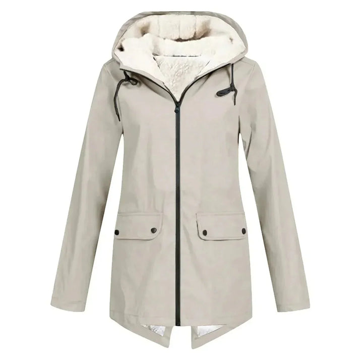 Waterproof Hooded Trench Coat Fleece-Lined Mid-Length Jacket-Bon Voyage Vintage