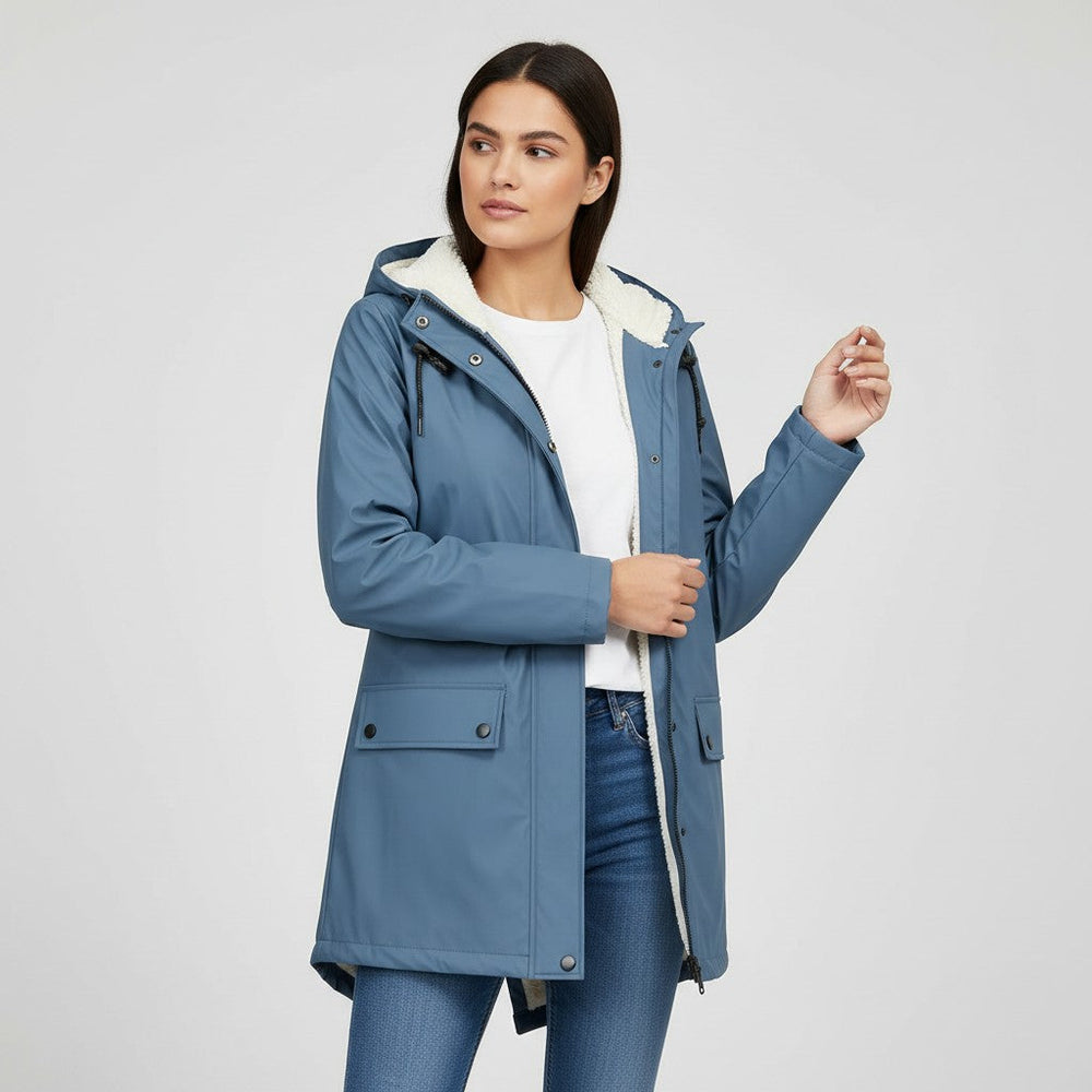 Waterproof Hooded Trench Coat Fleece-Lined Mid-Length Jacket-Bon Voyage Vintage