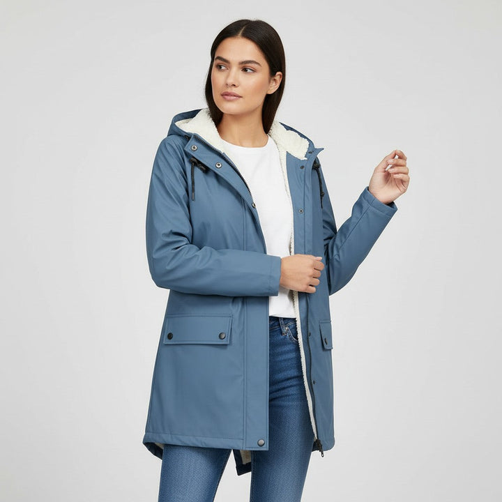 Waterproof Hooded Trench Coat Fleece-Lined Mid-Length Jacket-Bon Voyage Vintage