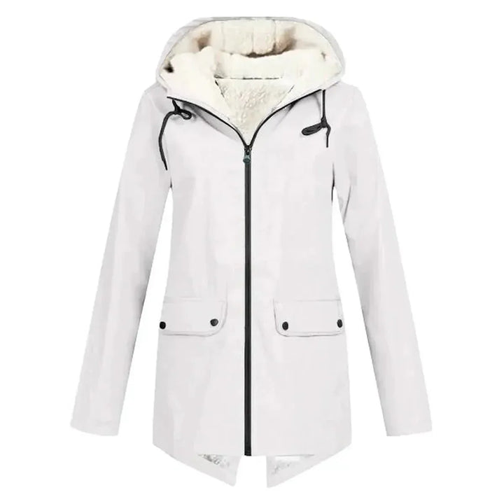 Waterproof Hooded Trench Coat Fleece-Lined Mid-Length Jacket-Bon Voyage Vintage