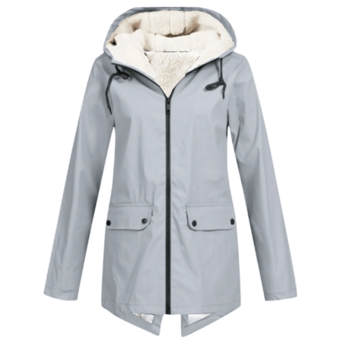 Waterproof Hooded Trench Coat Fleece-Lined Mid-Length Jacket-Bon Voyage Vintage