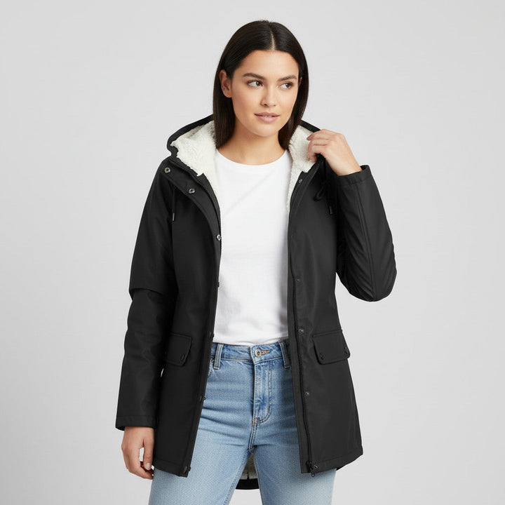Waterproof Hooded Trench Coat Fleece-Lined Mid-Length Jacket-Bon Voyage Vintage