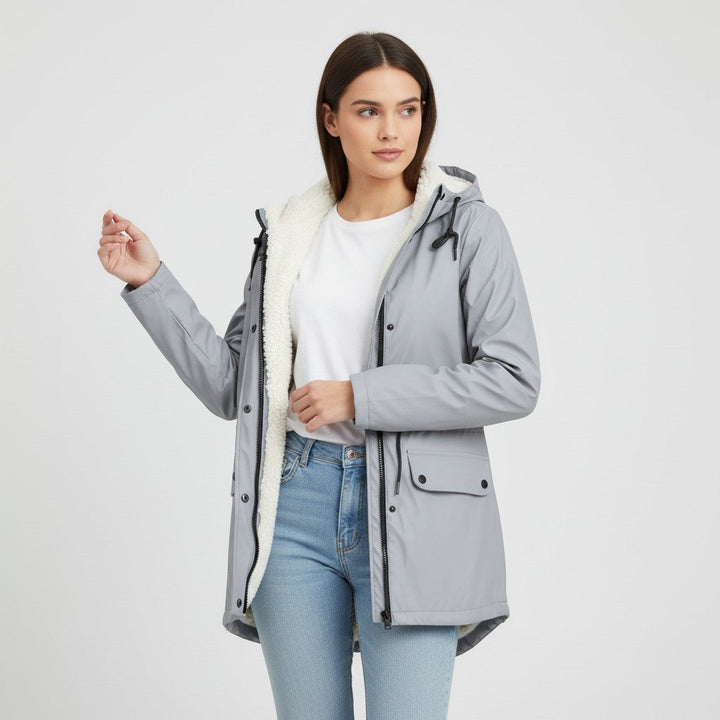 Waterproof Hooded Trench Coat Fleece-Lined Mid-Length Jacket-Bon Voyage Vintage