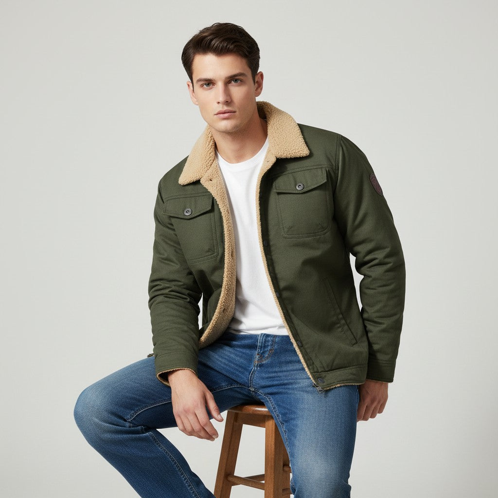 Winter Bomber Jacket Cotton Blend Cold Weather Outerwear-Bon Voyage Vintage