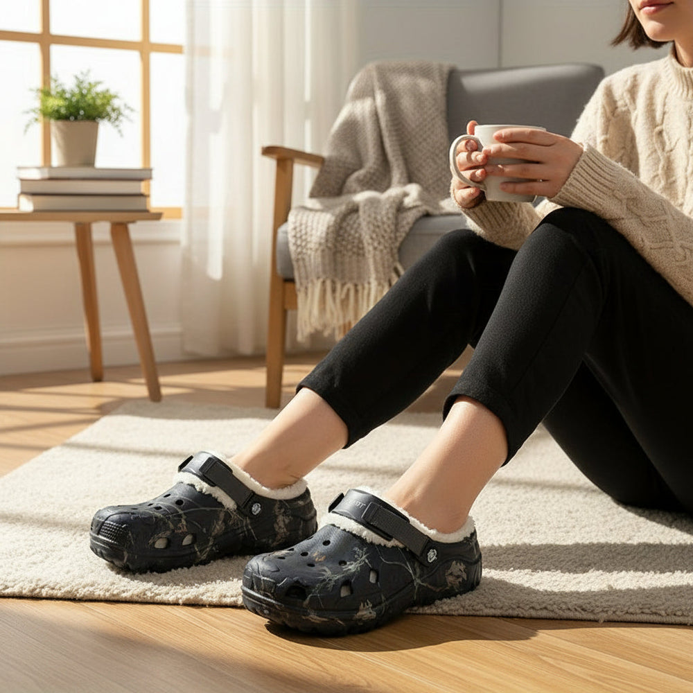 Winter Fleece-Lined EVA Clogs for Indoor Outdoor Comfort-Bon Voyage Vintage