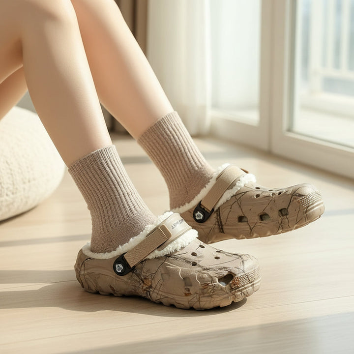 Winter Fleece-Lined EVA Clogs for Indoor Outdoor Comfort-Bon Voyage Vintage