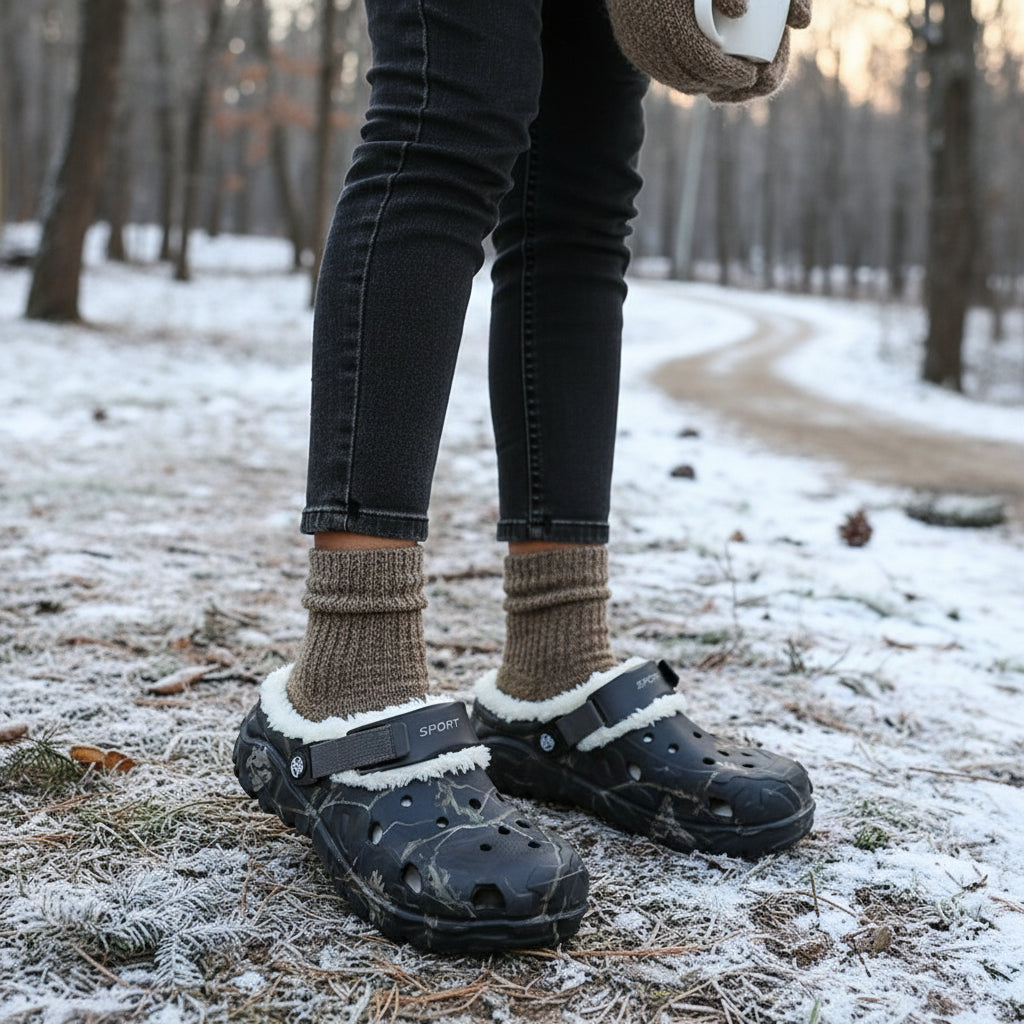 Winter Fleece-Lined EVA Clogs for Indoor Outdoor Comfort-Bon Voyage Vintage