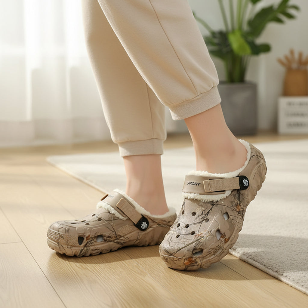 Winter Fleece-Lined EVA Clogs for Indoor Outdoor Comfort-Bon Voyage Vintage
