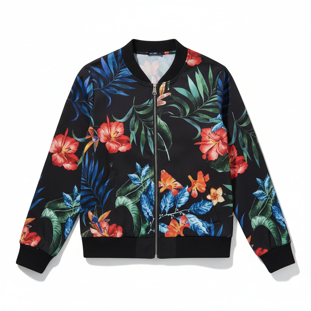Women's Zip-Up Botanical Print Jacket
