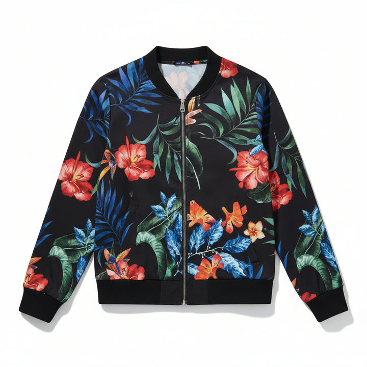 Women's Zip-Up Botanical Print Jacket