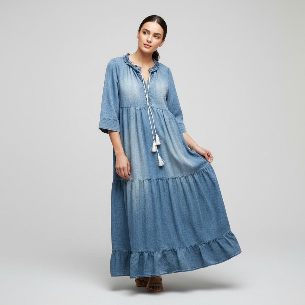 Women’s Autumn Maxi Dress Long Sleeve Casual Fall Outfit-Bon Voyage Vintage