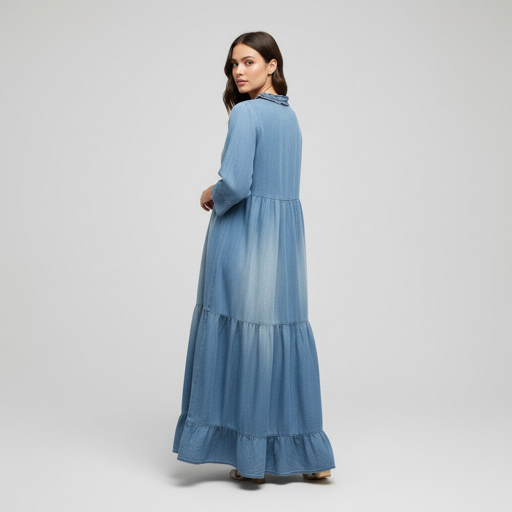 Women’s Autumn Maxi Dress Long Sleeve Casual Fall Outfit-Bon Voyage Vintage