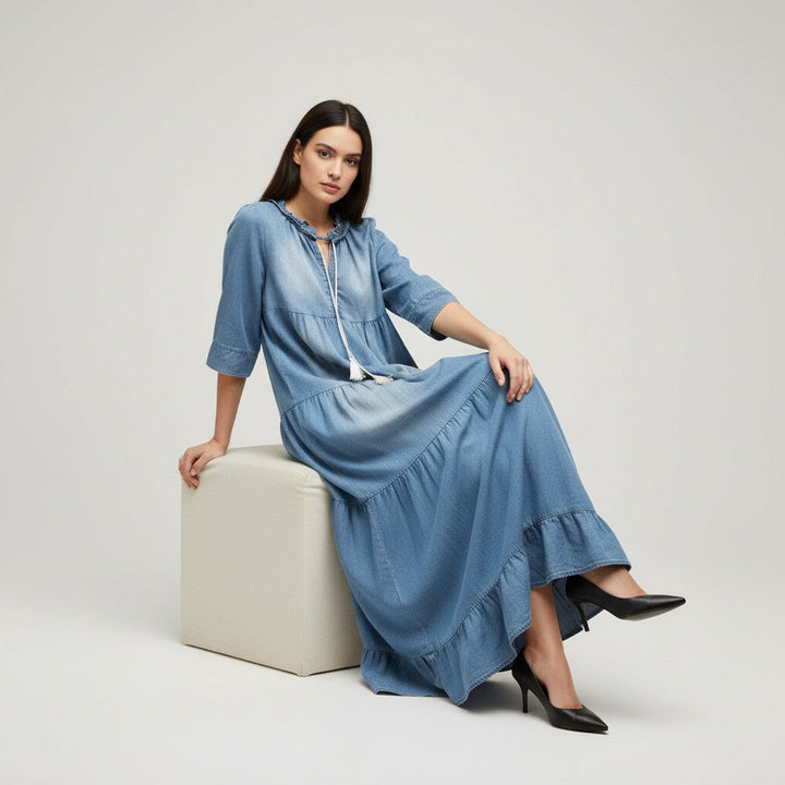 Women’s Autumn Maxi Dress Long Sleeve Casual Fall Outfit-Bon Voyage Vintage