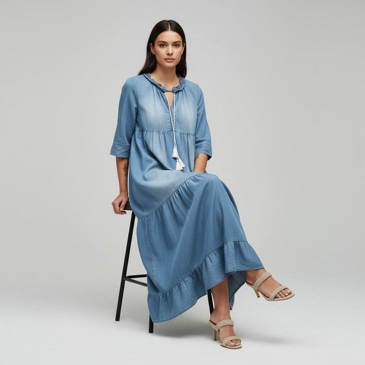 Women’s Autumn Maxi Dress Long Sleeve Casual Fall Outfit-Bon Voyage Vintage