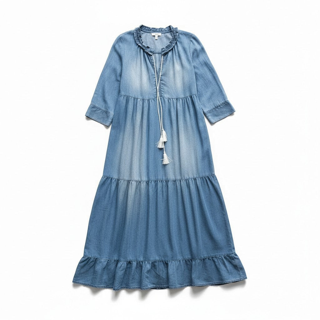 Women’s Autumn Maxi Dress Long Sleeve Casual Fall Outfit-Bon Voyage Vintage