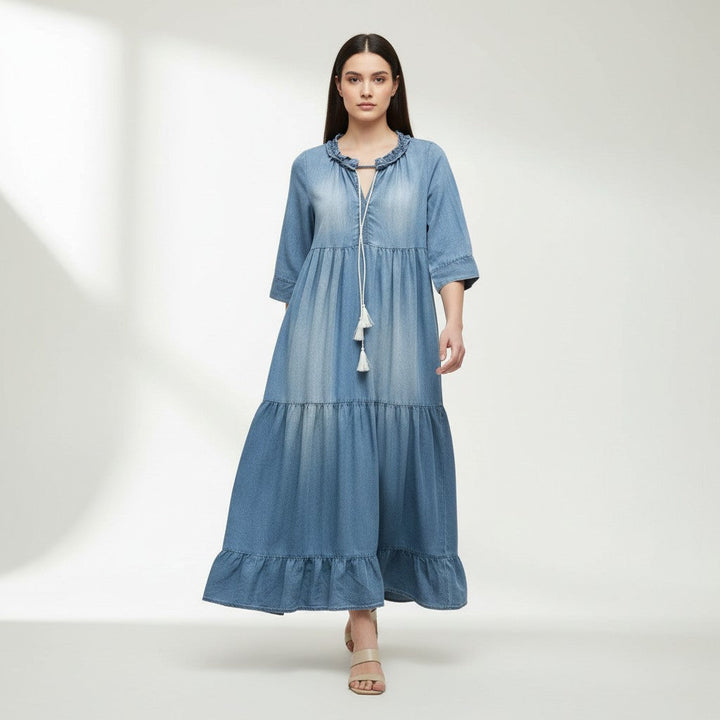 Women’s Autumn Maxi Dress Long Sleeve Casual Fall Outfit-Bon Voyage Vintage