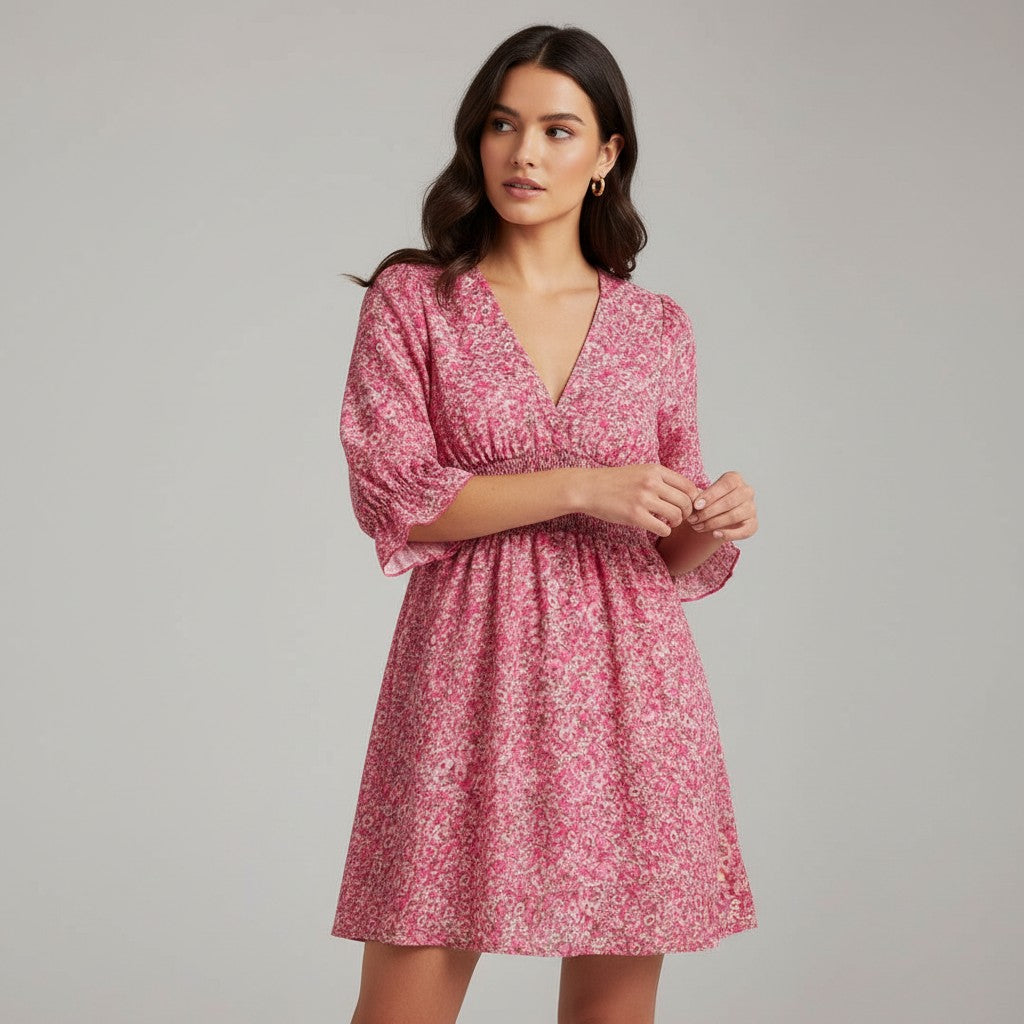 Women’s Autumn Mini Dress Casual Fall Everyday Outfit-Bon Voyage Vintage