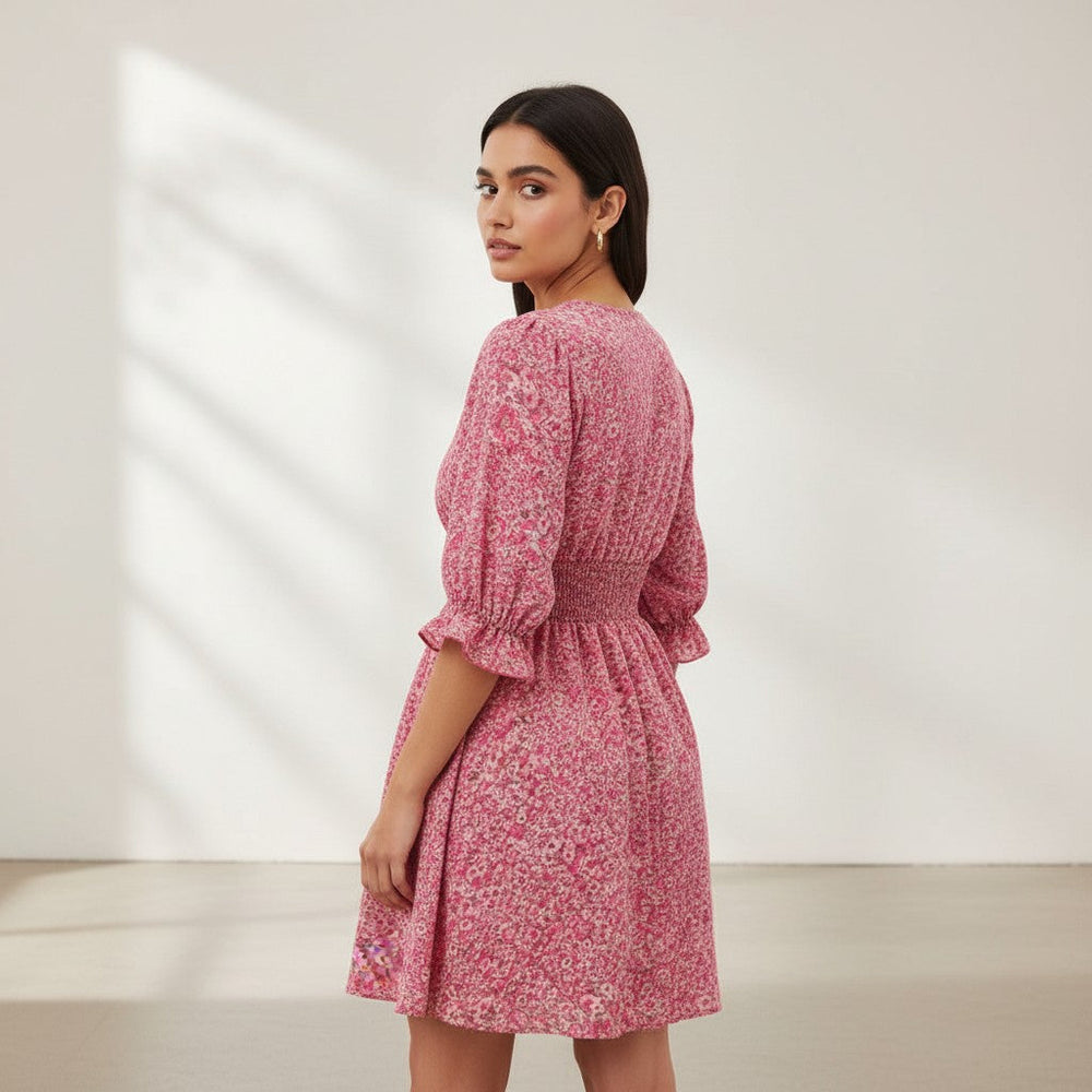 Women’s Autumn Mini Dress Casual Fall Everyday Outfit-Bon Voyage Vintage