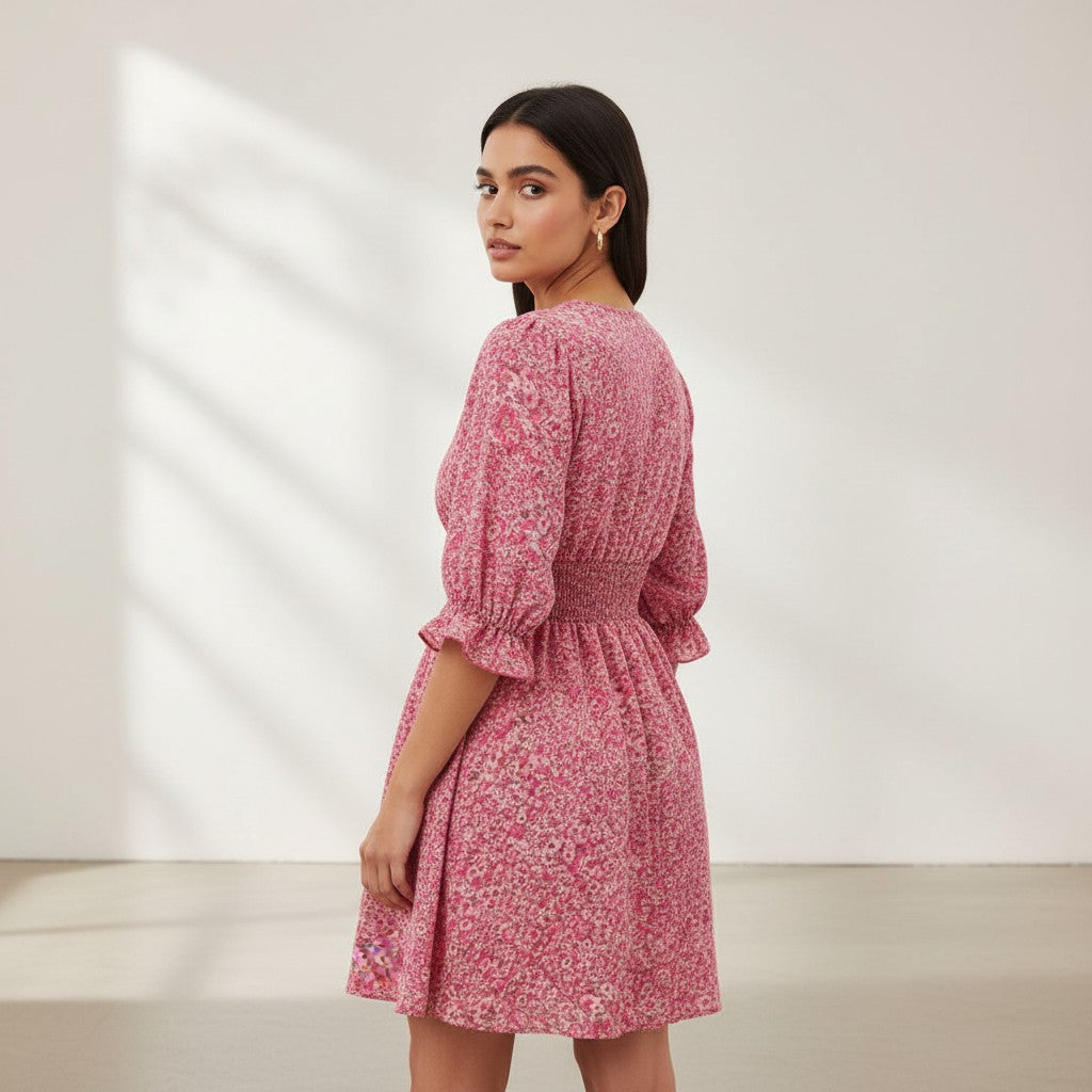 Women’s Autumn Mini Dress Casual Fall Everyday Outfit-Bon Voyage Vintage