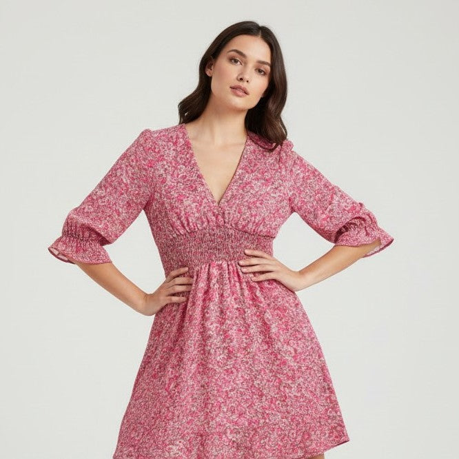 Women’s Autumn Mini Dress Casual Fall Everyday Outfit-Bon Voyage Vintage