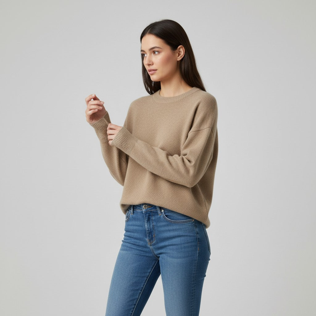Women’s Cashmere Blend Sweater Soft Elegant Knit Top-Bon Voyage Vintage