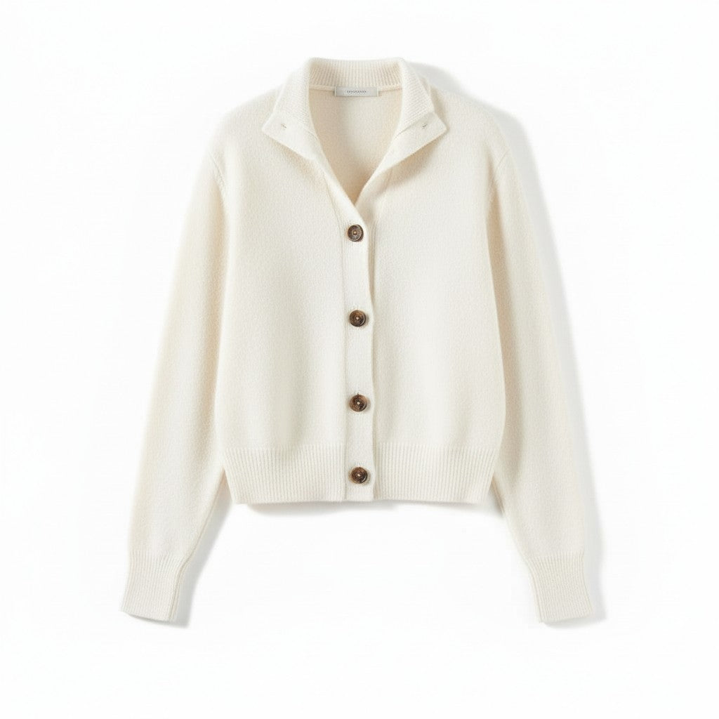 Women’s Cashmere Wool Vest with Collar and Buttons-Bon Voyage Vintage